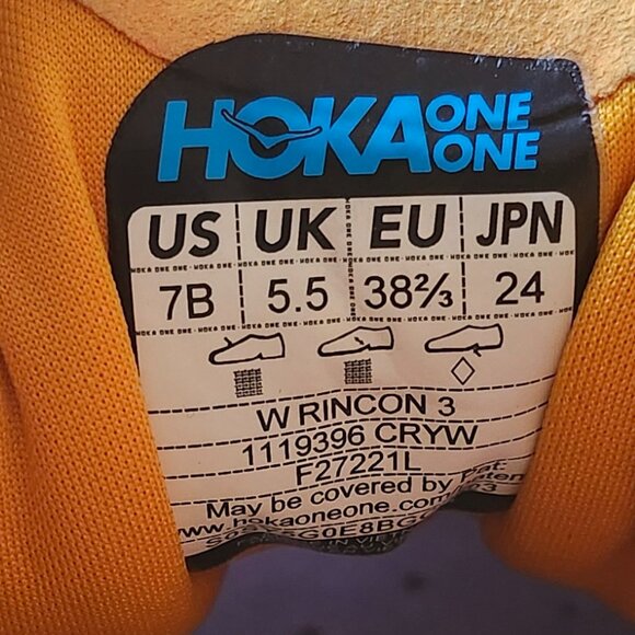 Hoka One One Women’s Rincon 3 Running Shoes Orange/Yellow Size 7B - Picture 8 of 8